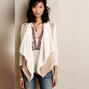 Saturday Sunday Anthropologie Sherpa-lined Open Front Waterfall Cardigan, Large